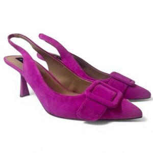 NWT Bloomingdale’s Exclusive Aqua Bell Slingback Heels